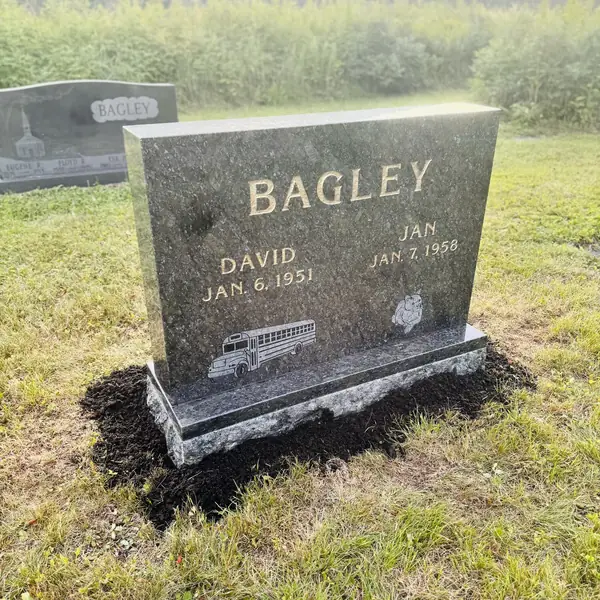Classic upright granite monument — example 103