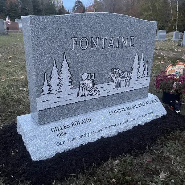 Classic upright granite monument — example 129