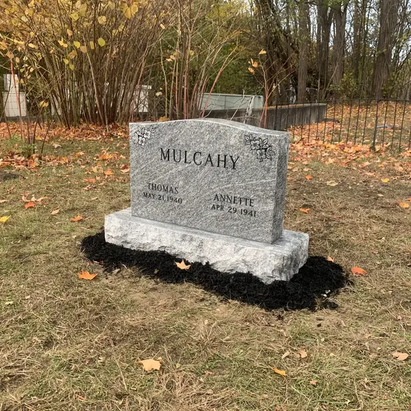 Classic upright granite monument — example 134