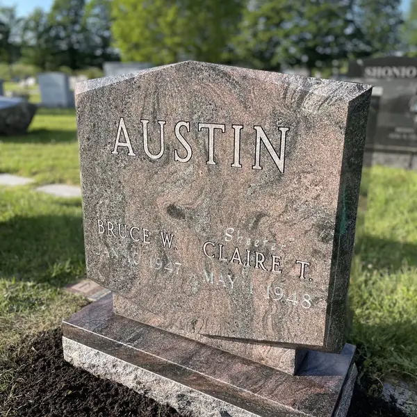 Classic upright granite monument — example 138