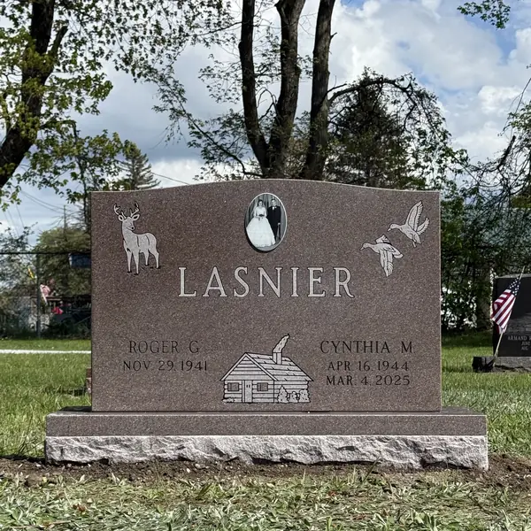Classic upright granite monument — example 156