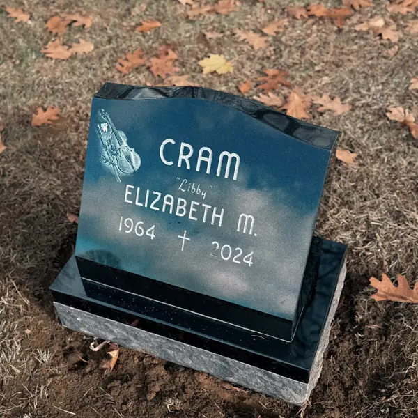Slant monument in granite