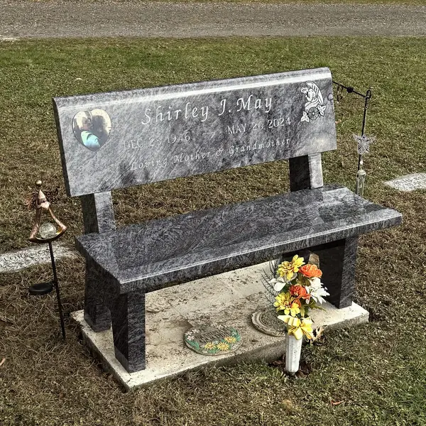 Granite park bench memorial