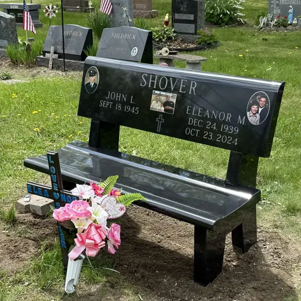 Granite park bench memorial