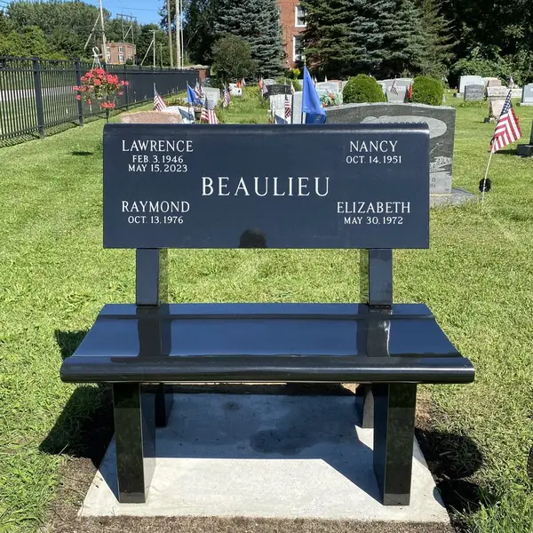 Granite park bench memorial