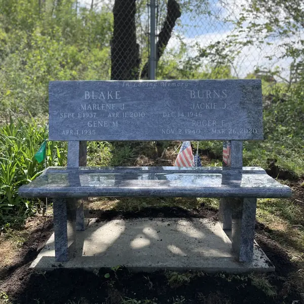 Granite park bench memorial