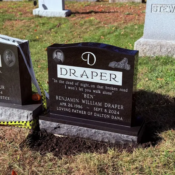 Classic upright granite monument — example 27