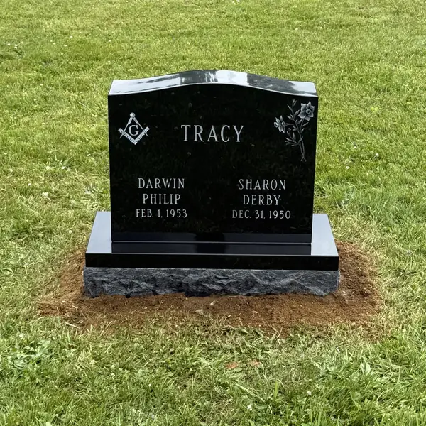 Classic upright granite monument — example 53