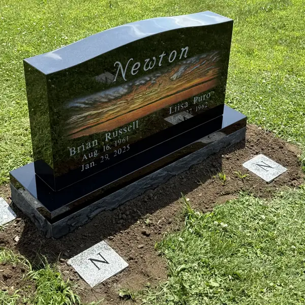 Classic upright granite monument — example 57